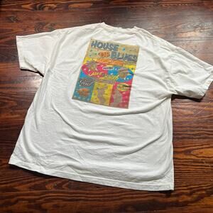 House of Blues XXL Y2K Graphic T Shirt Cream Boxy